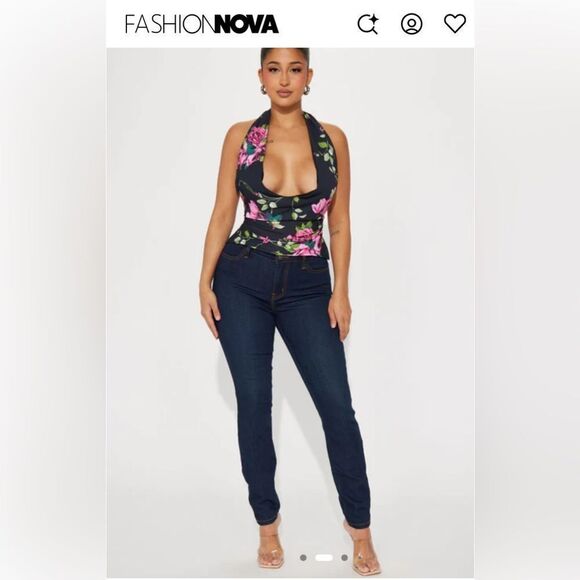 FASHION NOVA•Moment of time floral halter top Large - Picture 5 of 5